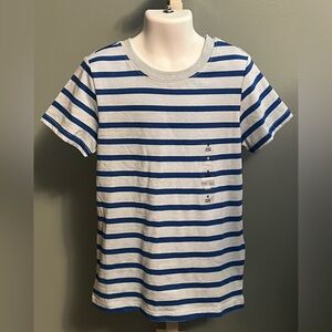 ☃️$5☃️ Epic Threads Blue and White Striped Boys Short Sleeve T-Shirt NWT 6
